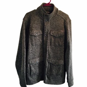 Eddie Bauer Jacket Shacket Mens M Gray Fleece Full Zip Pockets Mock Neck Stylish - Picture 1 of 14