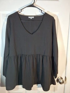 Baby Doll Tunic Top Sz XL V Neck Casual Loose Flow Swing Shift  - Picture 1 of 6