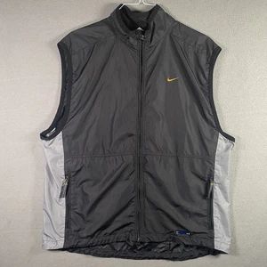 VINTAGE Nike Vest Mens XL Black Gray Full Zip Run Windbreaker Swoosh Running - Picture 1 of 15