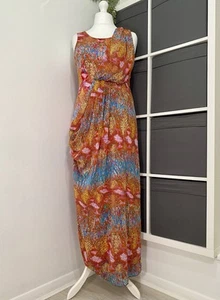 Stunning Monsoon Maxi Dress Size 16 Floral Jersey Chiffon Sash Holiday Cruise - Picture 1 of 10