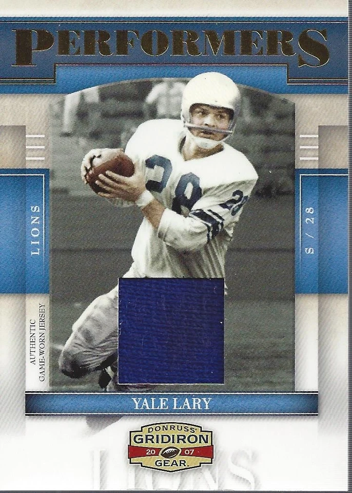 2007 Donruss Gridiron Gear Performers Jerseys #36 Yale Lary Jersey /235 - FB - Image 1 of 2
