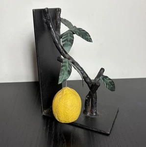 Sujetalibros individual vintage de metal fundido árbol frutal de limón Tole italiano de mediados de siglo de los años 60 - Imagen 1 de 8