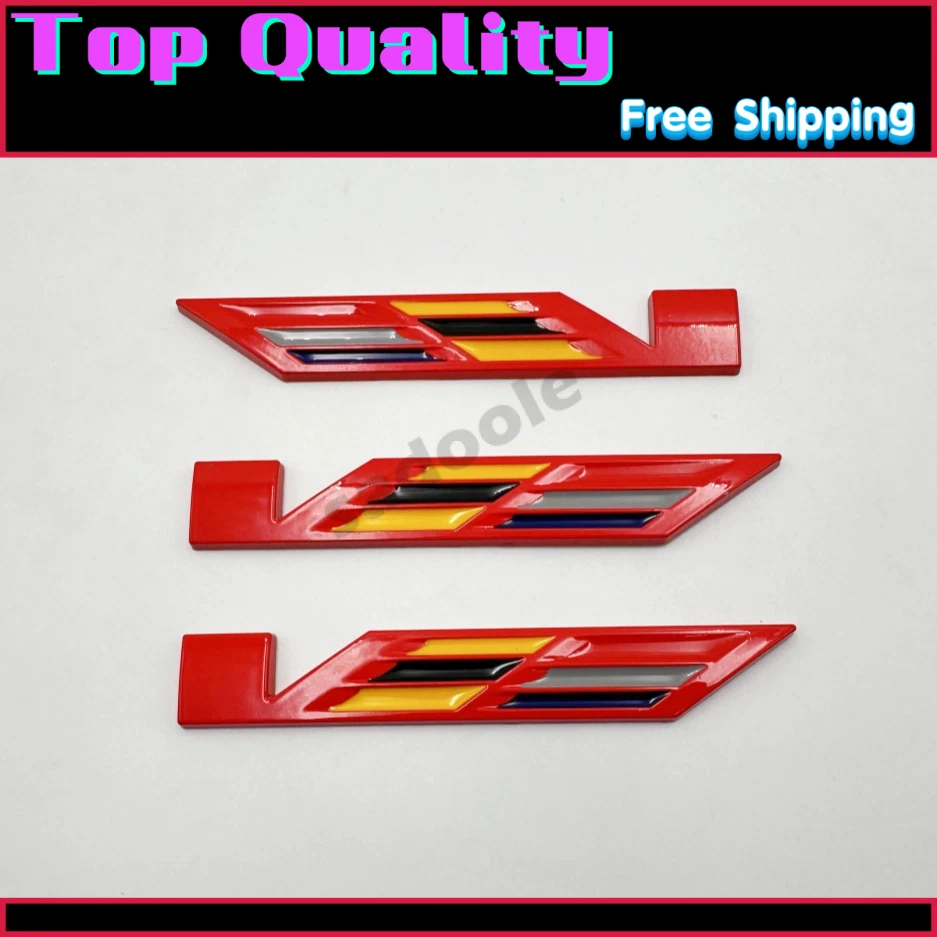 3 Piezas Rojo Colorido CT6 XT5 XTS V Emblema 3D Metal Trasero Guardabarros Insignia Pegatinas Foto 1 de 4