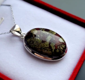 925 Sterling Silber Halsketten Anhänger Drachenstein 🐉  Echtschmuck - Bild 1 von 11