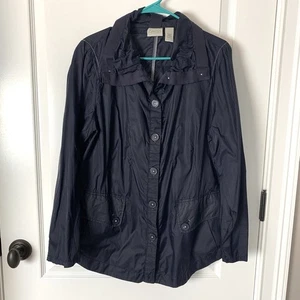Zenergy By Chicos Women’s Jacket L Rain Wind Blue Pockets Size 2 Lightweight - Picture 1 of 6