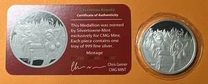 CMG Mint Christmas Beauty 1 OzT .999 Fine Silver Proof Like Art Round With COA - Bild 1 von 2