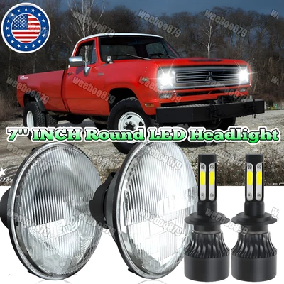 2x Faros LED redondos de haz alto/bajo de 7" para camioneta Dodge D100 D200 D300 Foto 1 de 4