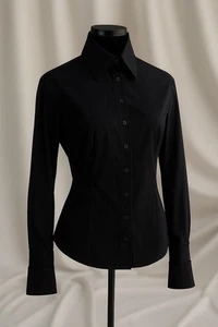 Anne Fontaine, schwarz Alison Knopfleiste Top, 40 Doppelkragen & Manschetten klassisch $ 350 - Bild 1 von 10