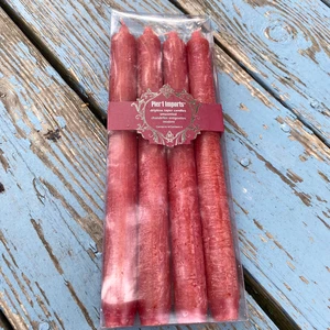 Pier 1 Velas Cónicas 10" Vino Sin Perfume Sin Goteo - Rojo Cereza Juego De 4 Nuevo En Caja - Imagen 1 de 7