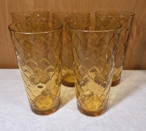 5 Vintage Anchor Hocking Waben Bernstein Optik Becher Gläser - Bild 1 von 9