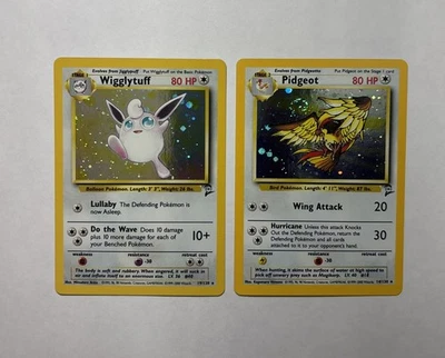 Base 2 Holo Lot - Wigglytuff 19/130 + Pidgeot 14/130 Swirl WOTC Pokemon Card TCG - Image 1 of 4