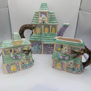 3-teiliges skurriles Gespenst Teekanne Milchkännchen Zucker Set Keramik Halloween Spukhaus - Bild 1 von 24