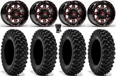 Fuel Lethal 14" Wheels Red 28" Warrior XT Tires Polaris RZR XP 1000 / PRO XP - Image 1 of 4
