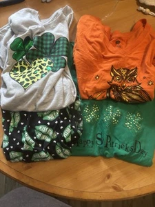 Holiday Mixed Lot Womens 2x 3 Tshirts St Patricks And Halloween St Patricks - Picture 1 of 6