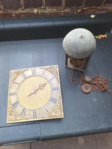 18th century brass 30hr longcase clock movement and face by Thomas West Reading - Picture 1 of 9
