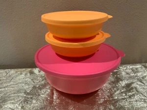 New Tupperware Set of 3 Aloha Nesting Bowls with Lids 450ml, 450ml and 2L  - Picture 1 of 7