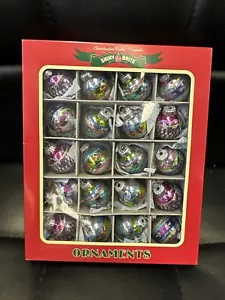 Christopher Radko Shiny Brite Glass Christmas Ornaments 1" Pink Turquoise Glitte - Picture 1 of 4