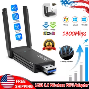 USB 3.0 Wireless WIFI Adapter 1300Mbps Long Range Dongle Dual Band Network USA - Picture 1 of 19