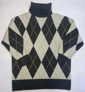 Pringle Scotland H&M Argyle Turtleneck Sweater Gray Cream Women Medium Oversized - Foto 1 di 7