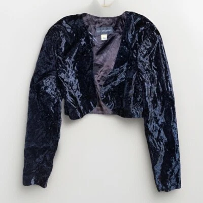 复古 SCOTT MCCLINTOCK 黑色天鹅绒 Bolero 夹克短耸肩 尺寸 M 正装 — 第 1/4 张图片