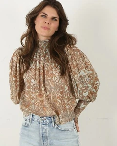 ULLA JOHNSON HILDA transparente Chiffon Lurex Bohemian Bluse 100 % Viskose Gr. 6 - Bild 1 von 13