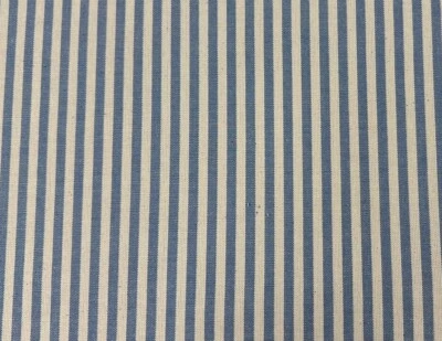 New Burford Striped Blue Ivory Cotton Fabric Curtain Blind Upholstery - Image 1 of 4