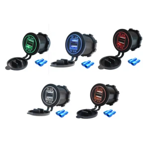 5V 4.2A Dual USB Car USB Power Outlet 12V-24V Dual Socket Adapter LED Waterproof - Zdjęcie 1 z 15