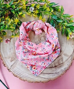 Pink Vintage Floral Dog Bandana - tie on - all sizes - Picture 1 of 5