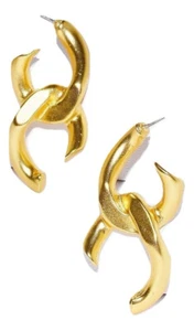 Karine Sultan Chunky Curb Link Ohrhänger - Gold oder Silber Ohrringe - Bild 1 von 5