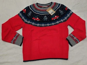Mini Boden Navidad Camión Suéter Fair Isle Tejido ROJO NUEVO CON ETIQUETAS Nuevo 9-10 - Imagen 1 de 10