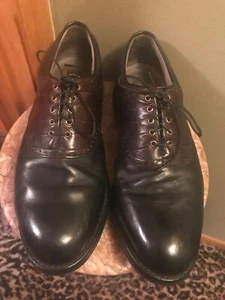 13 D Footjoy Classics Tour black & Brown Alligator Print Golf saddle spike shoes - Picture 1 of 8