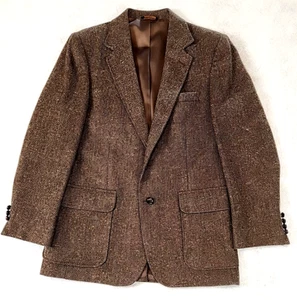 Blazer vintage marrone Imperial by Haggar tweed spina di pesce 100% lana - taglia 40 - Foto 1 di 15