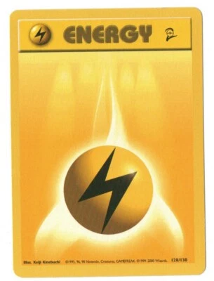 1999 Shadowless Lightning Energy Pokémon Card 128/130 Base 2 - Image 1 of 2