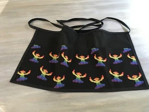 Black Cute Stitch/Lilo 3 POCKET WAITRESS WAIST APRON RESTAURANT Janets Aprons - Picture 1 of 4
