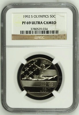 US 1992-S 50C OLYMPICS SILVER COMMEMORATIVE HALF DOLLAR NGC PF 69 ULTRA CAMEO - Image 1 of 2