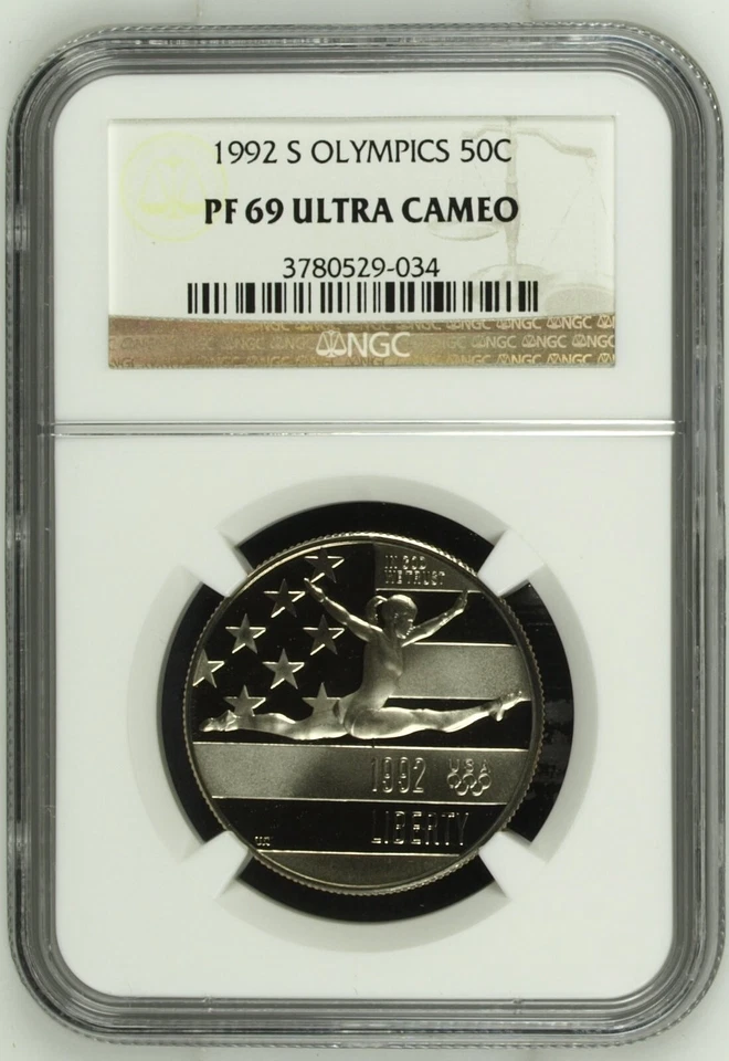 US 1992-S 50C OLYMPICS SILVER COMMEMORATIVE HALF DOLLAR NGC PF 69 ULTRA CAMEO - Image 1 of 2