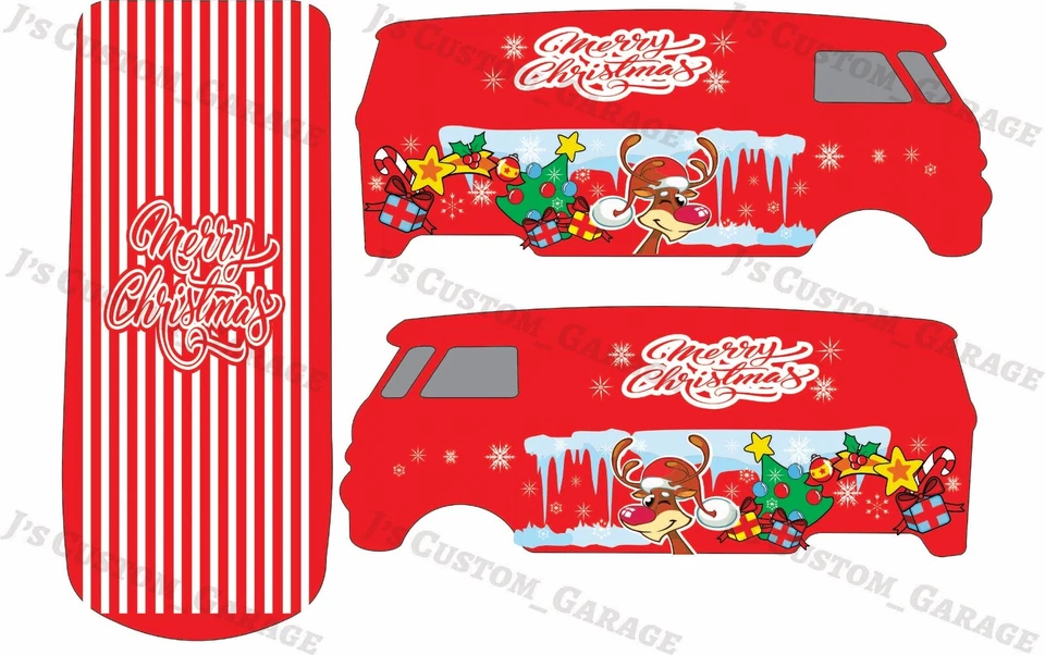 Christmas Volkswagen bus  water slide decal For 1/64 scale custom diecast - Image 1 of 1