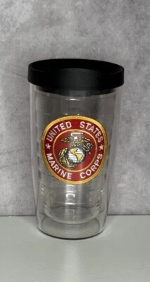 Vaso de viaje Tervis 16 oz USMC Marine Corps diseño parche rojo retirado tapa negra Foto 1 de 4