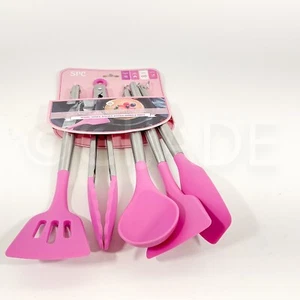 5 Pieces Kitchen Utensil Tools Set Silicone & Stainless Steel New Pink - Picture 1 of 6
