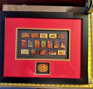 Disney Japan Christmas Mickey Minnie Pluto Pooh Catalog Cover Framed LE Pin Set - Picture 1 of 2