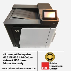 HP Laserjet Enterprise M651N M651 A4 Colour Network USB Laser Printer Warranty - Picture 1 of 2