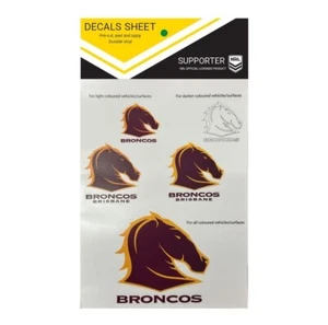 62521 BRISBANE BRONCOS NRL SET OF 5 UV CAR DECAL STICKER STICKERS SHEET ITAG - Picture 1 of 2