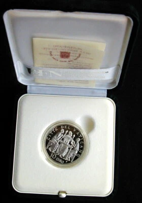 Vaticano Italia 2005 moneda de plata rara prueba 10 euros Eucarestia Benedetto XVI Foto 1 de 4