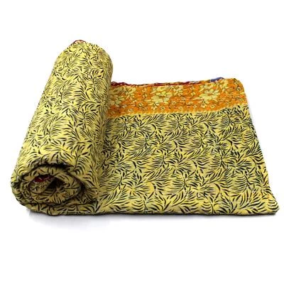 Vintage Kantha Quilt Indian Handmade Cotton Bedspread Comforter Bedding Throw - Image 1 of 4
