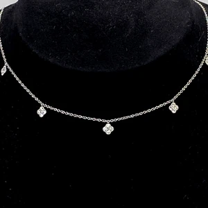 Natural Diamond Necklace 0.64cts Diamond 18K Solid White Gold UK Hallmarked - Picture 1 of 11