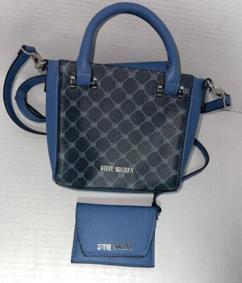 Steve Madden Mini Navy Blue Crossbody Purse Tote Handbag - Image 1 of 4