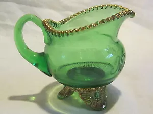 Crema de recuerdo verde medallón de encaje Colorado de vidrio EAPG U.S. - Imagen 1 de 2