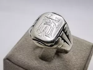 Siegelring Silber 800 Jugendstil Antik Initialen Monogramm "HT" Herrenring - Bild 1 von 11