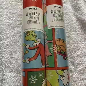 2 Rolls Classic Grinch Gift Wrapping Paper,70 Sq Ft Each See description - Picture 1 of 3