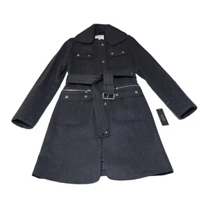 Neu mit Etikett Laundry by Shelli Segal Damen-Trenchcoat Wollmischung mit Gürtel anthrazit Gr. XS - Bild 1 von 11